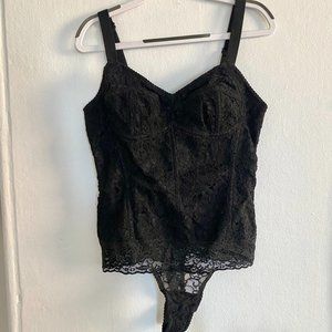 Black vintage corset bodysuit XS